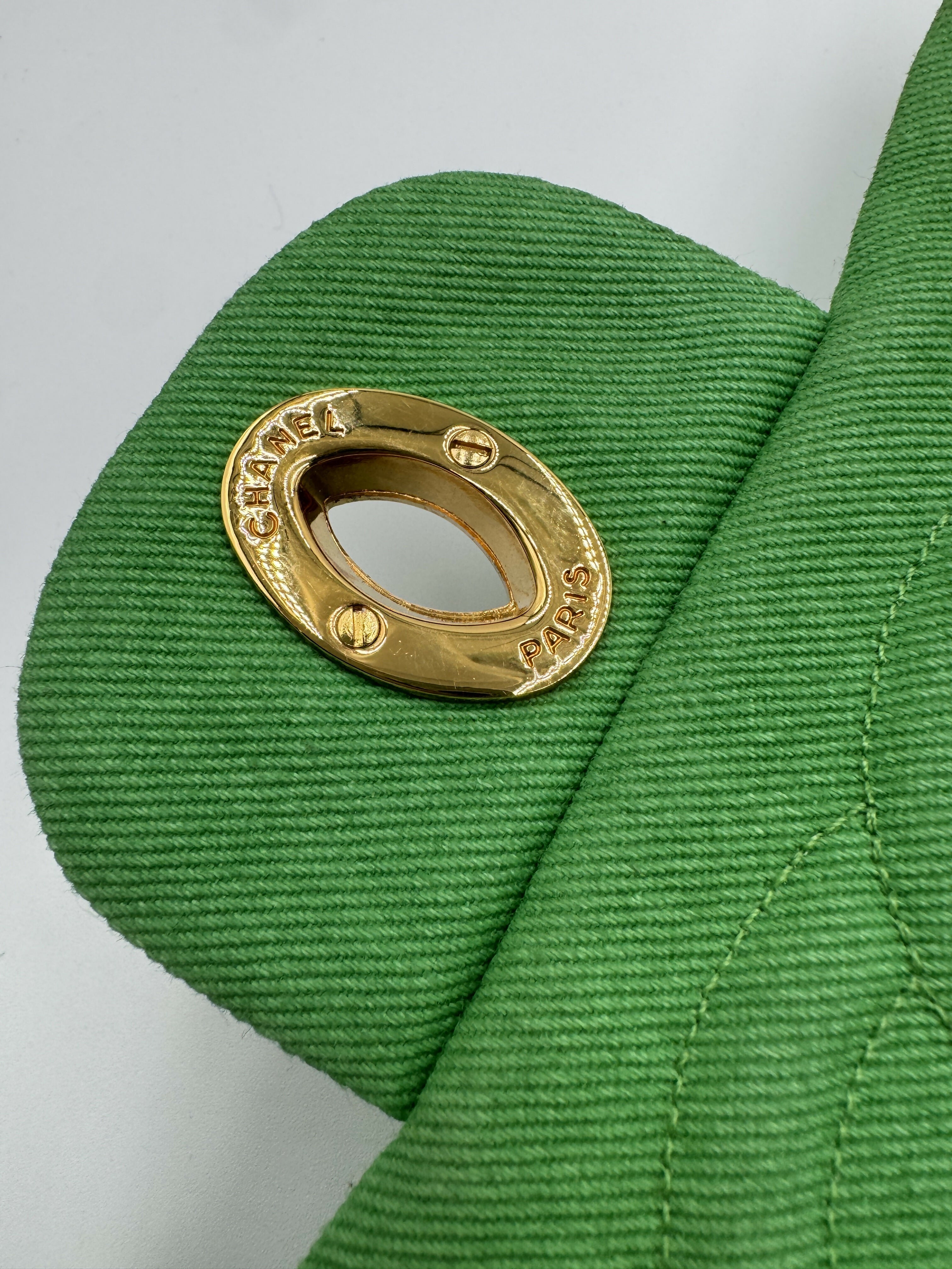 Chanel Vintage Green Denim Maxi Flap Bag