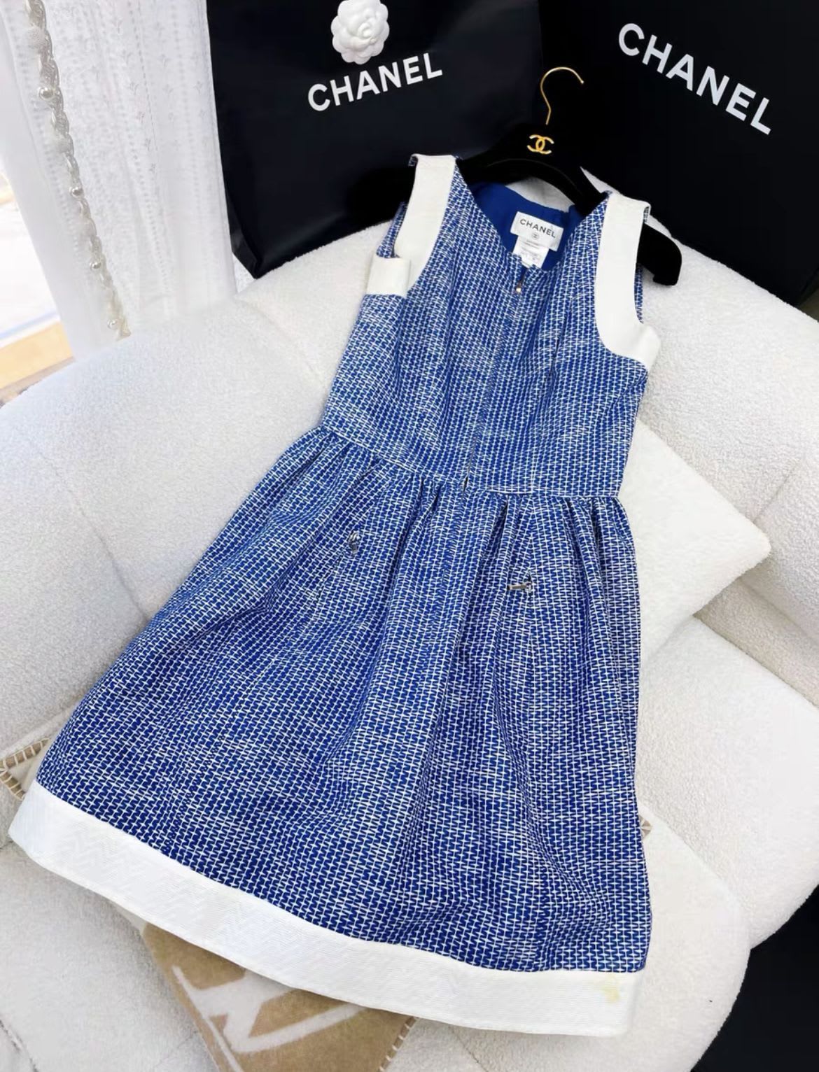 Chanel blue and white dress