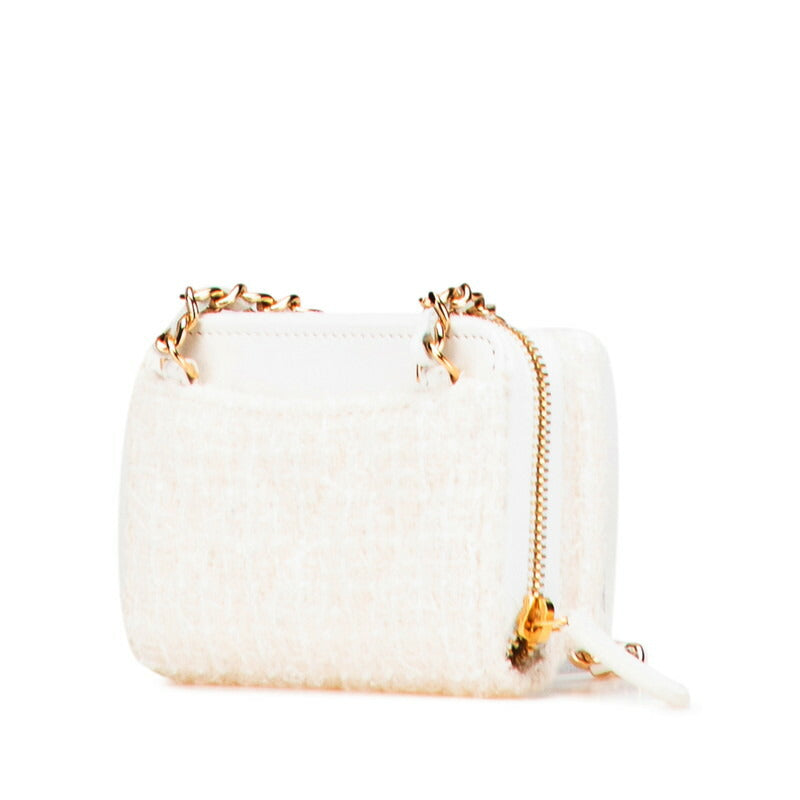 Chanel Coco Mark Ribbon Mini Tweed Leather Coin Case
