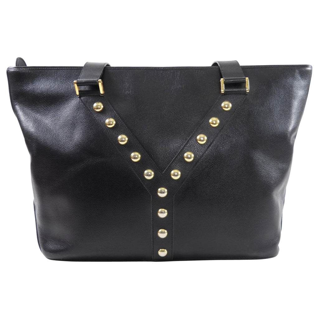 Yves Saint Laurent Vintage Black Stud Y Ligne Tote Bag