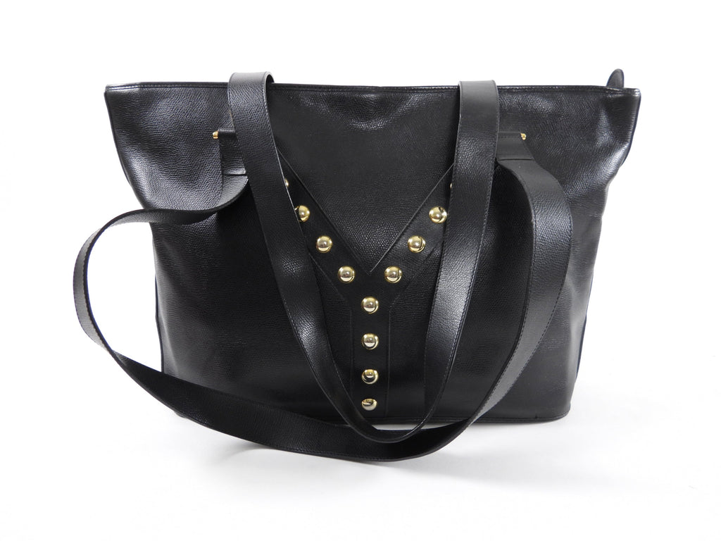 Yves Saint Laurent Vintage Black Stud Y Ligne Tote Bag