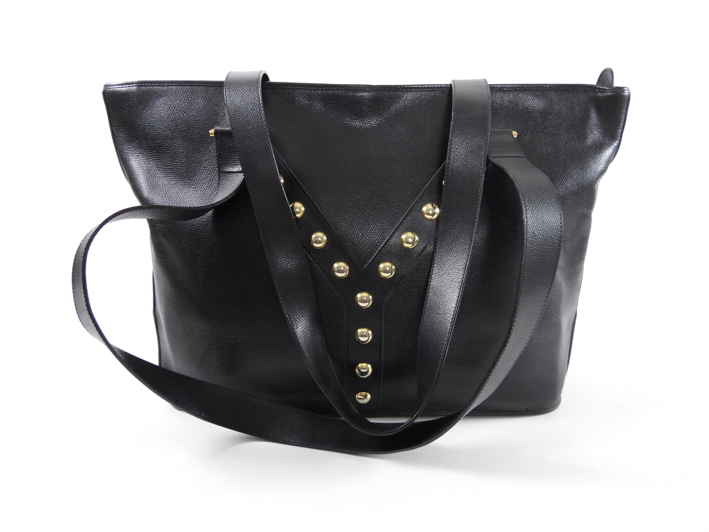 Yves Saint Laurent Vintage Black Stud Y Ligne Tote Bag