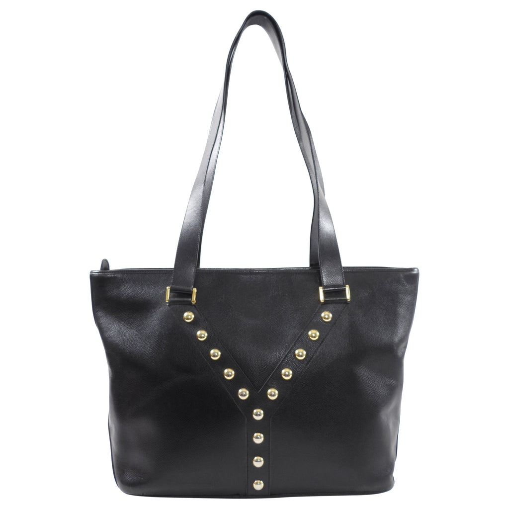 Yves Saint Laurent Vintage Black Stud Y Ligne Tote Bag