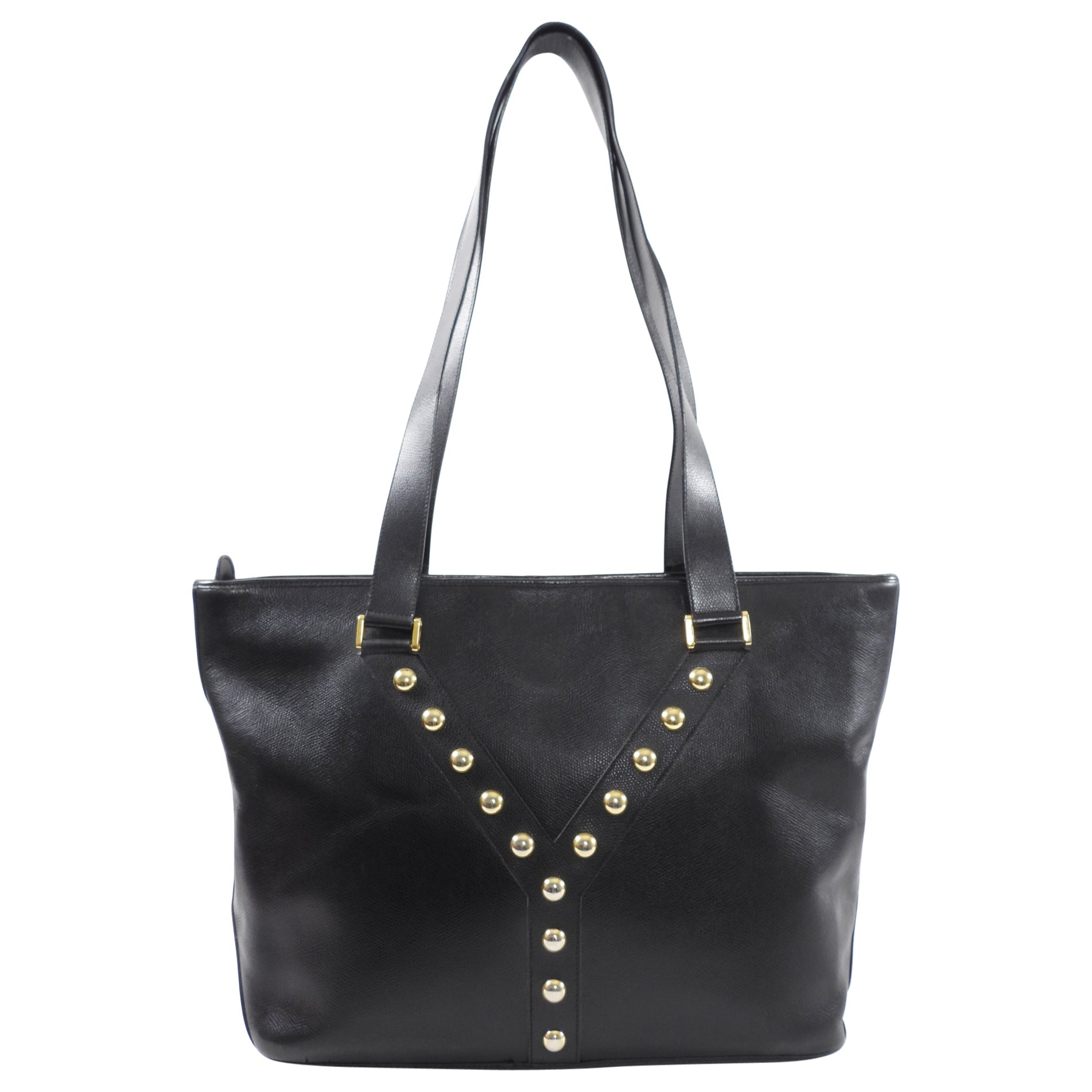 Yves Saint Laurent Vintage Black Stud Y Ligne Tote Bag