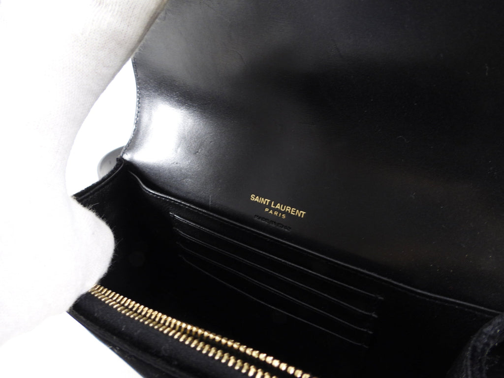 Saint Laurent Black Velvet and Gold Belt Bag