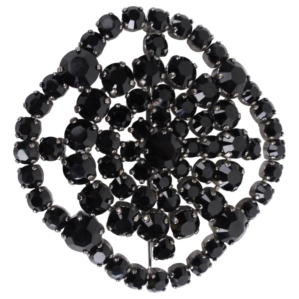 Yves Saint Laurent Vintage Large Black Rhinestone Brooch