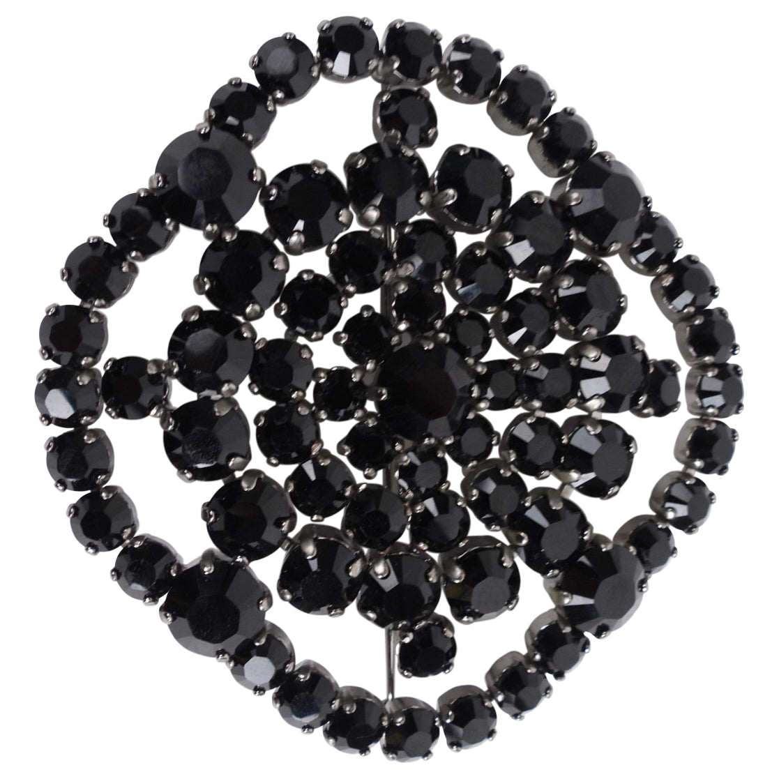 Yves Saint Laurent Vintage Large Black Rhinestone Brooch