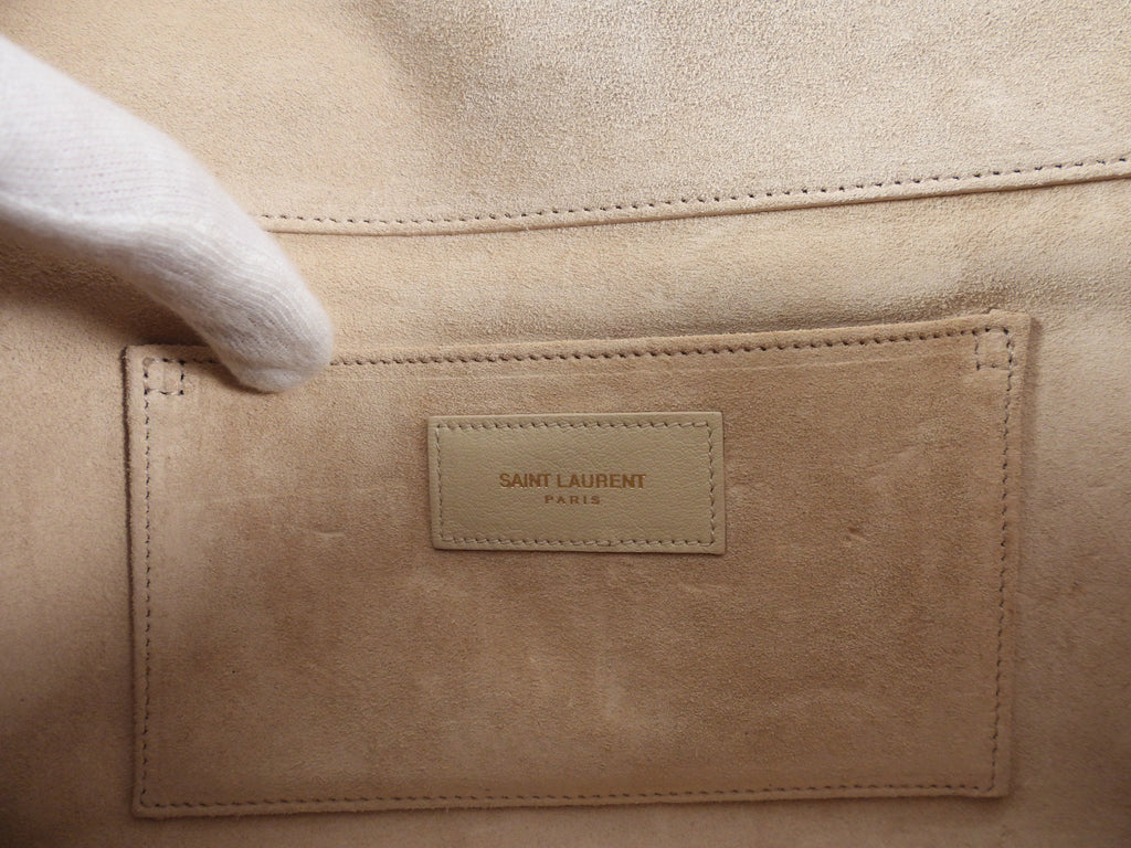 YSL Beige Leather Y Ligne Clutch Bag