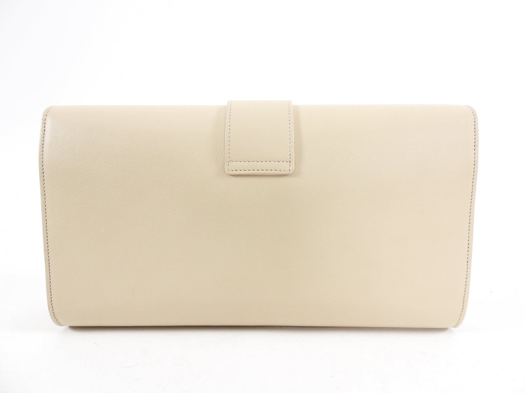 YSL Beige Leather Y Ligne Clutch Bag