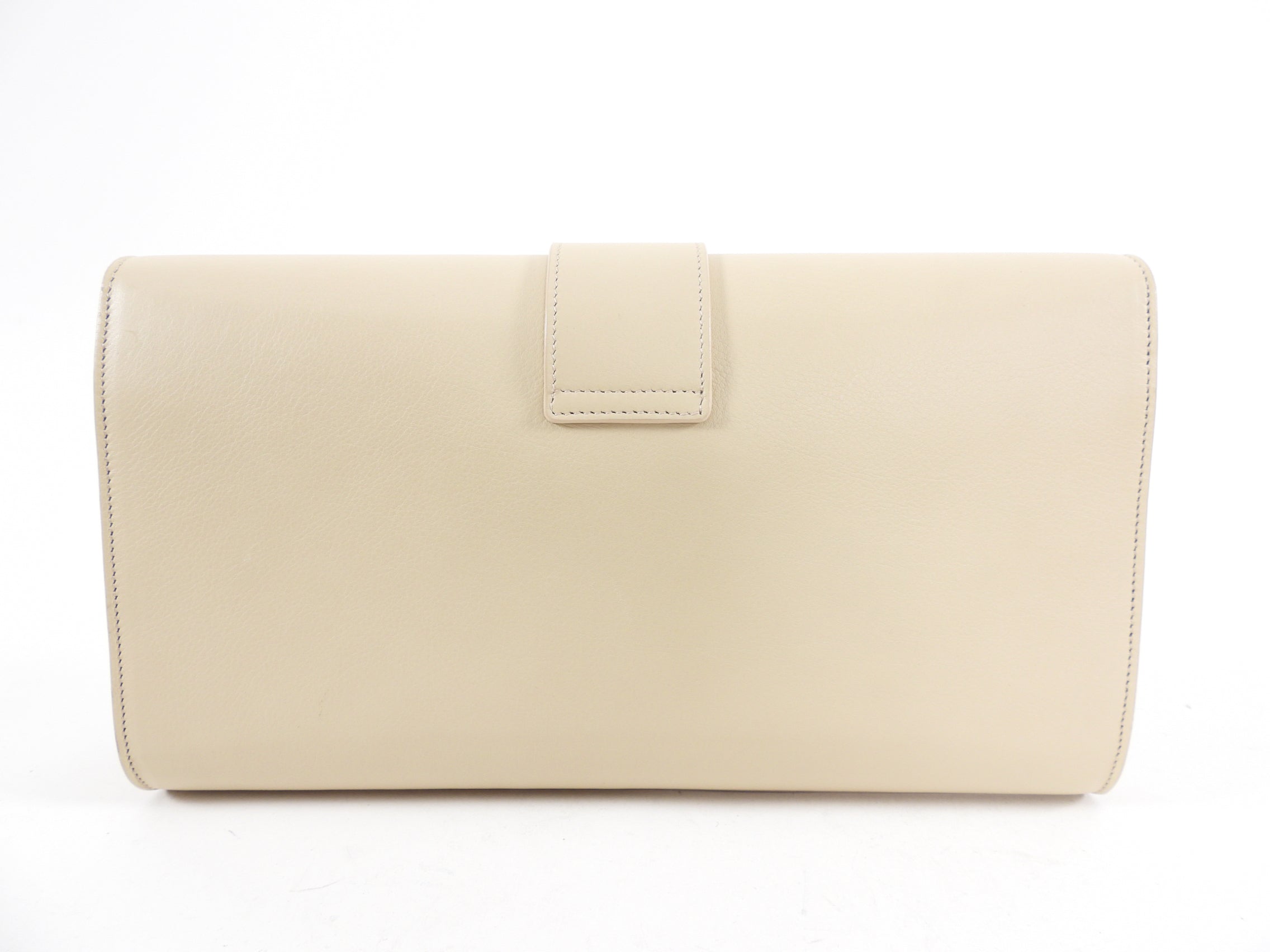 YSL Beige Leather Y Ligne Clutch Bag