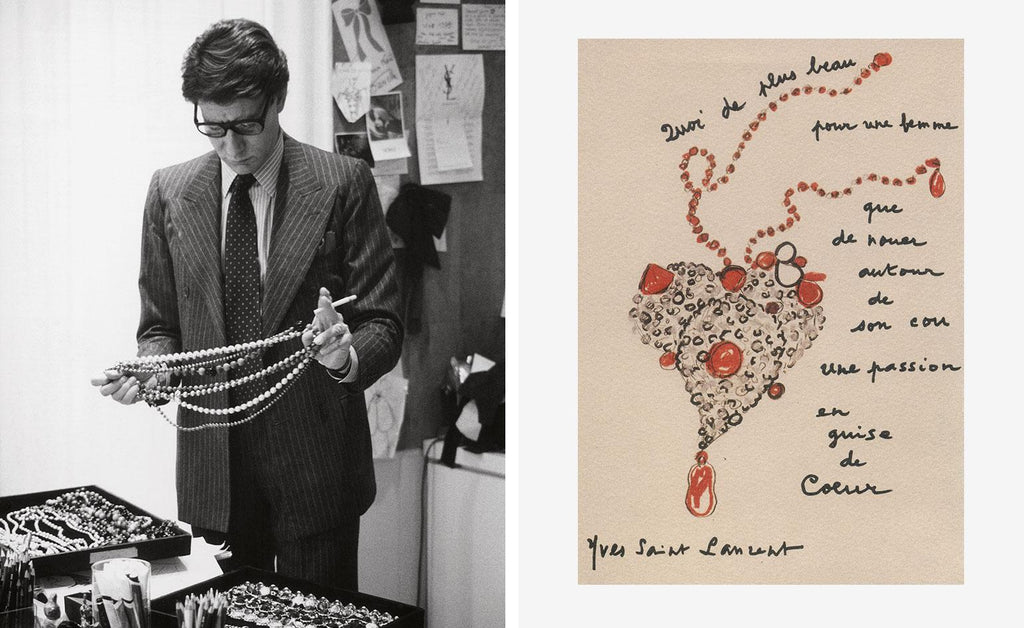 Vintage 1990 Yves Saint Laurent Haute Couture Coeur de YSL Heart Necklace