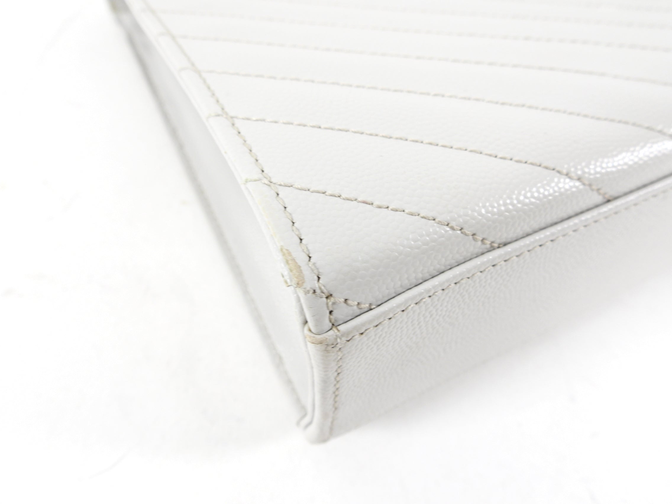 Saint Laurent Large Grey Chevron Envelope Flap Bag