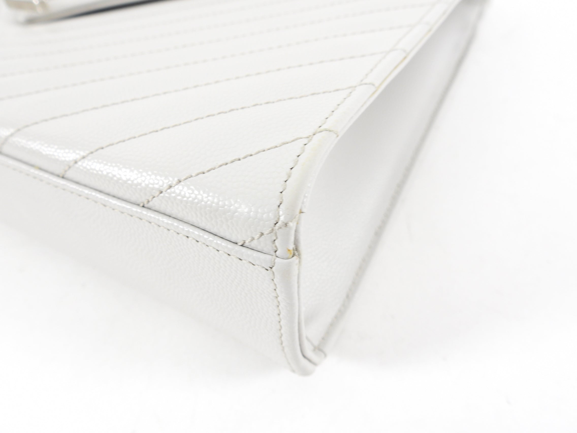 Saint Laurent Large Grey Chevron Envelope Flap Bag