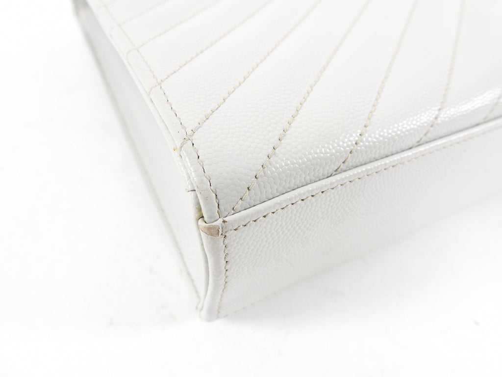Saint Laurent Large Grey Chevron Envelope Flap Bag