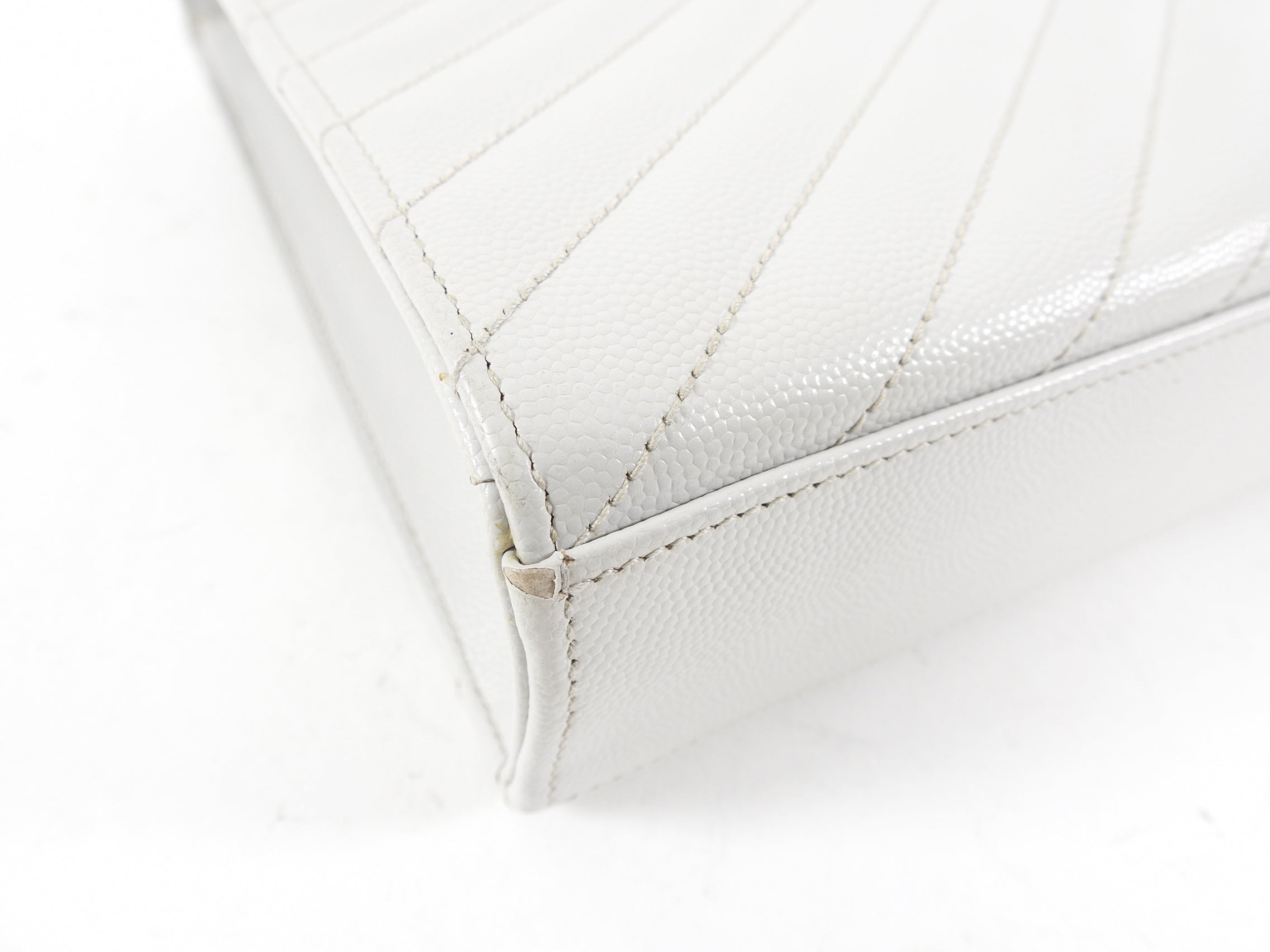 Saint Laurent Large Grey Chevron Envelope Flap Bag