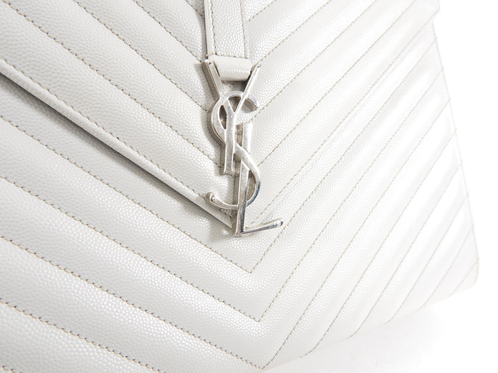 Saint Laurent Large Grey Chevron Envelope Flap Bag