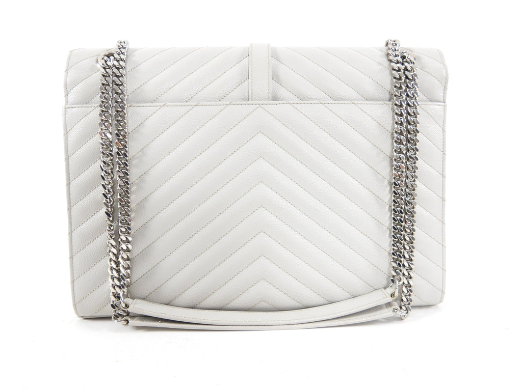 Saint Laurent Large Grey Chevron Envelope Flap Bag