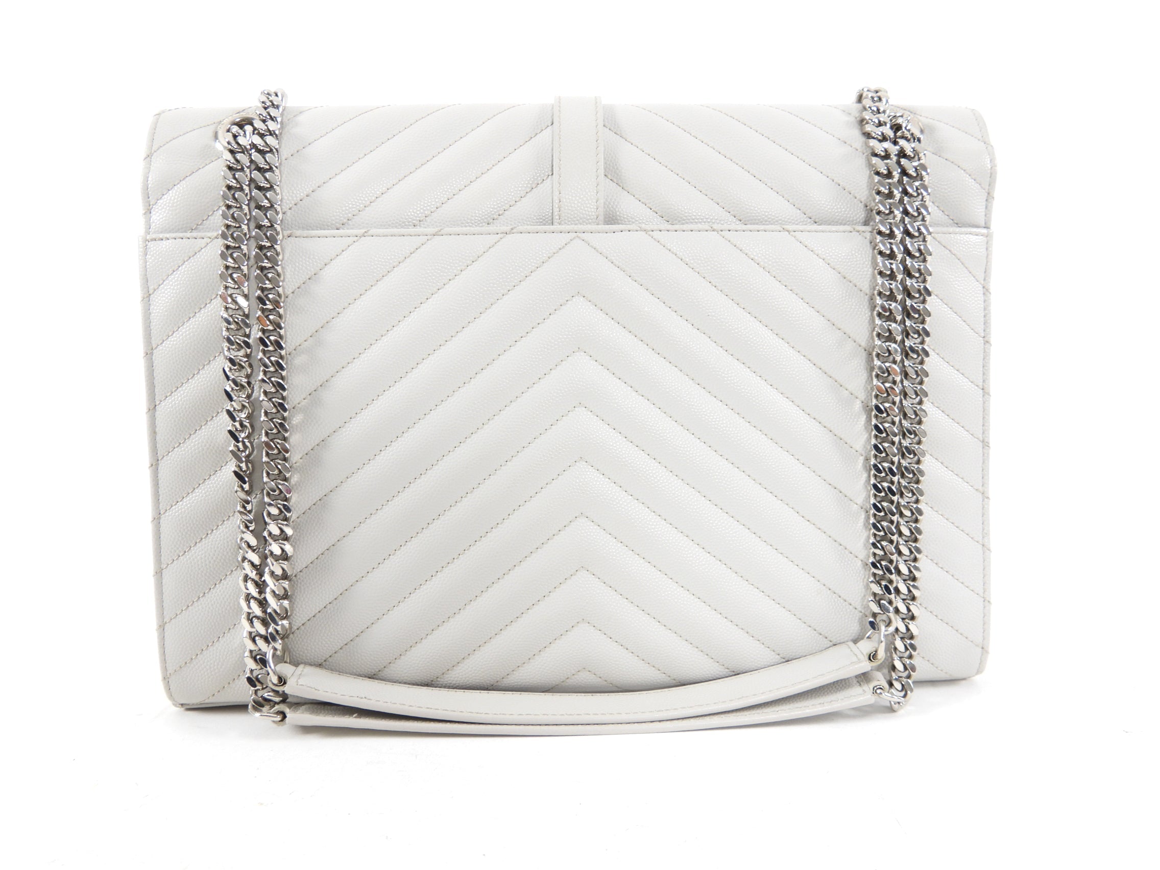 Saint Laurent Large Grey Chevron Envelope Flap Bag