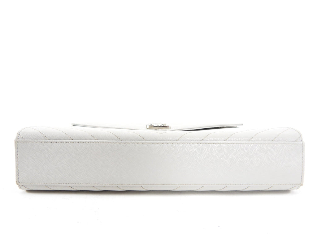 Saint Laurent Large Grey Chevron Envelope Flap Bag