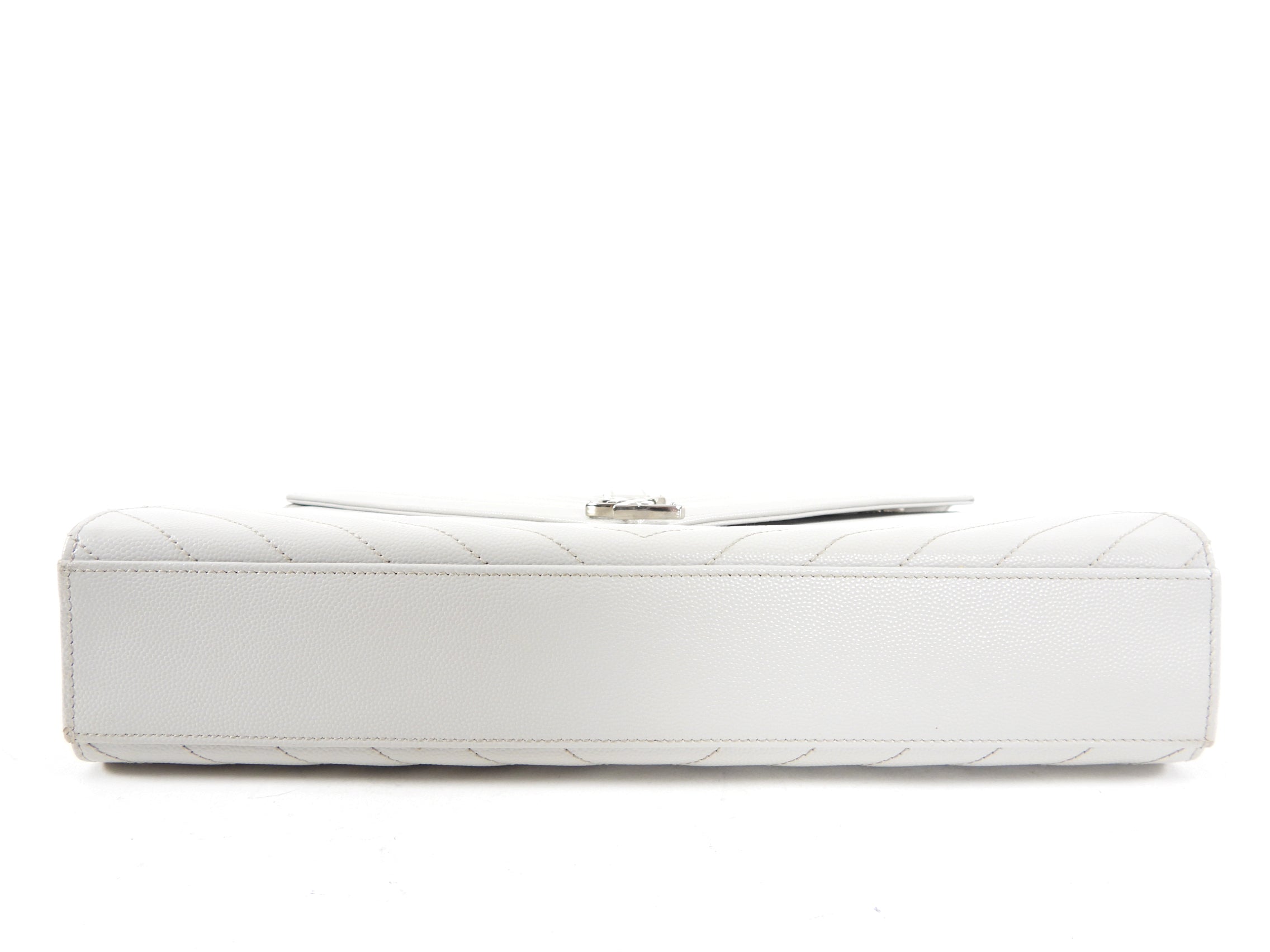 Saint Laurent Large Grey Chevron Envelope Flap Bag