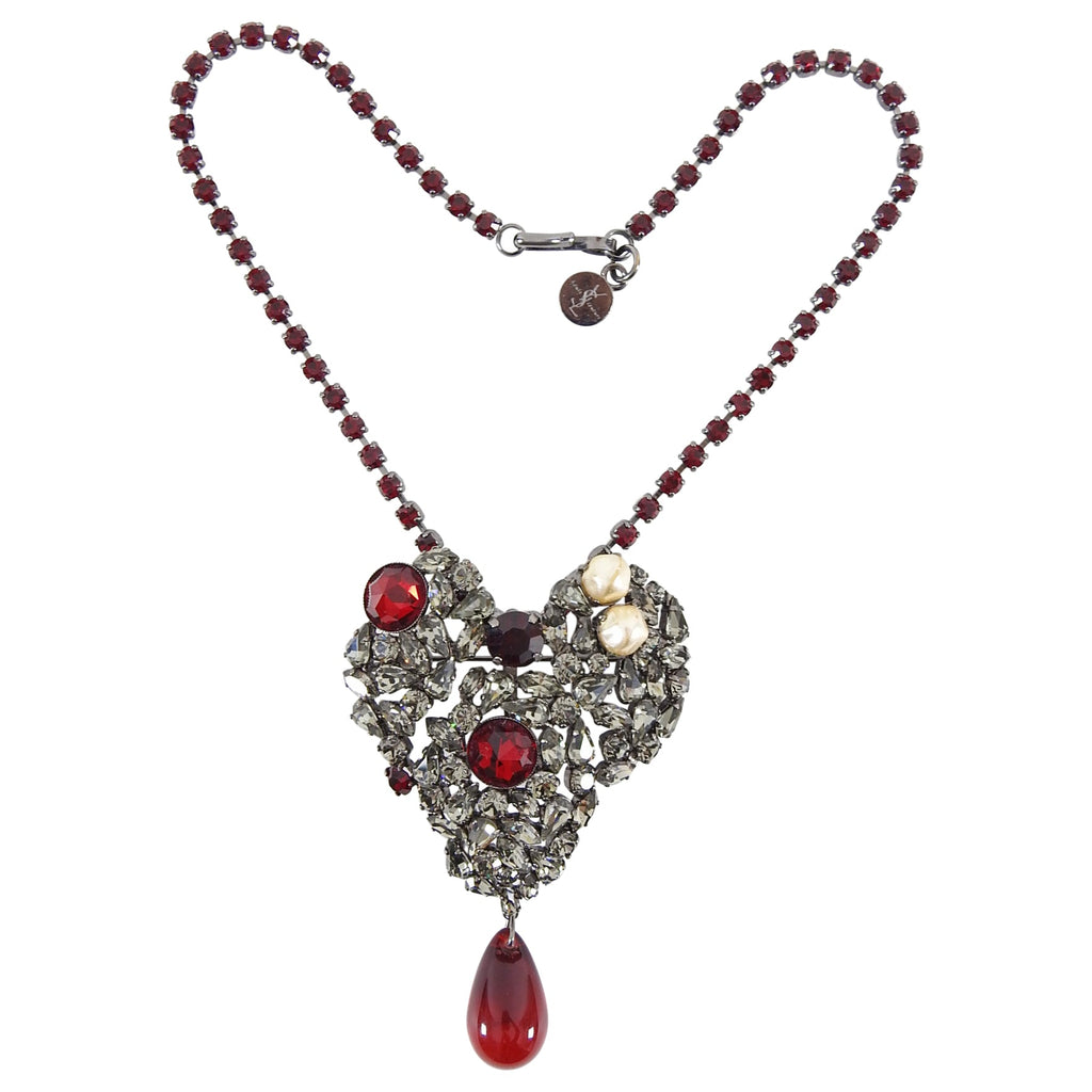 Vintage 1990 Yves Saint Laurent Haute Couture Coeur de YSL Heart Necklace