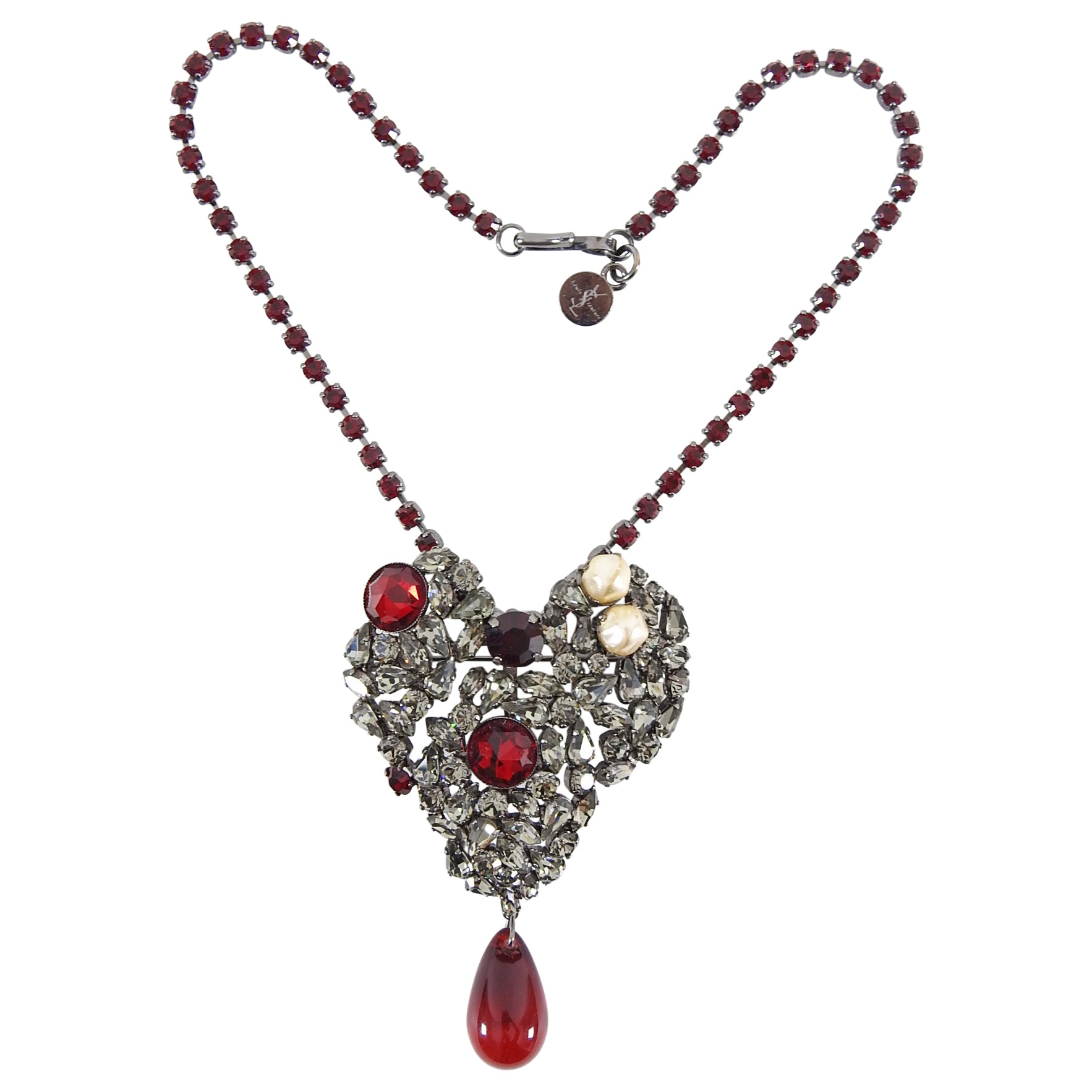 Vintage 1990 Yves Saint Laurent Haute Couture Coeur de YSL Heart Necklace