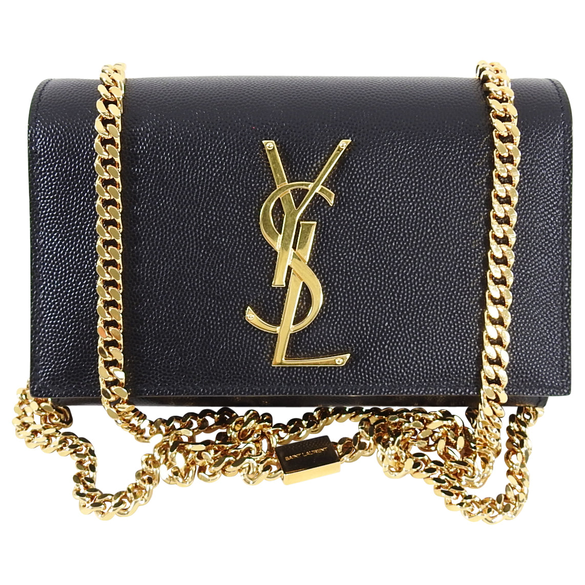 Saint Laurent Black Leather Original Small Chain Crossbody Bag