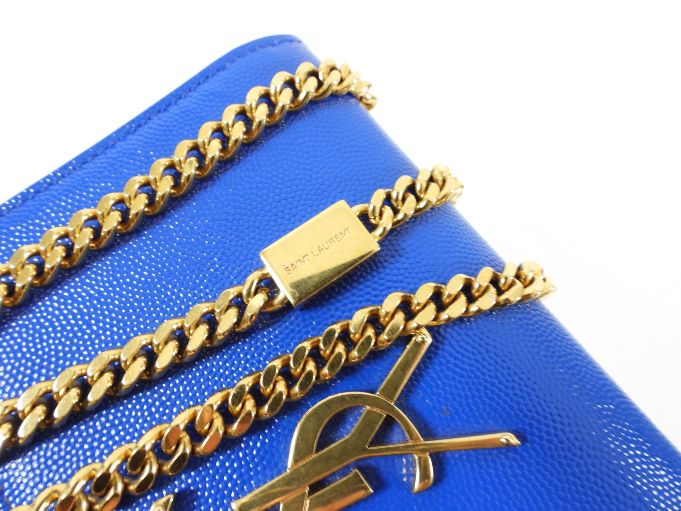 Saint Laurent Blue and Gold Mini Kate Crossbody Bag