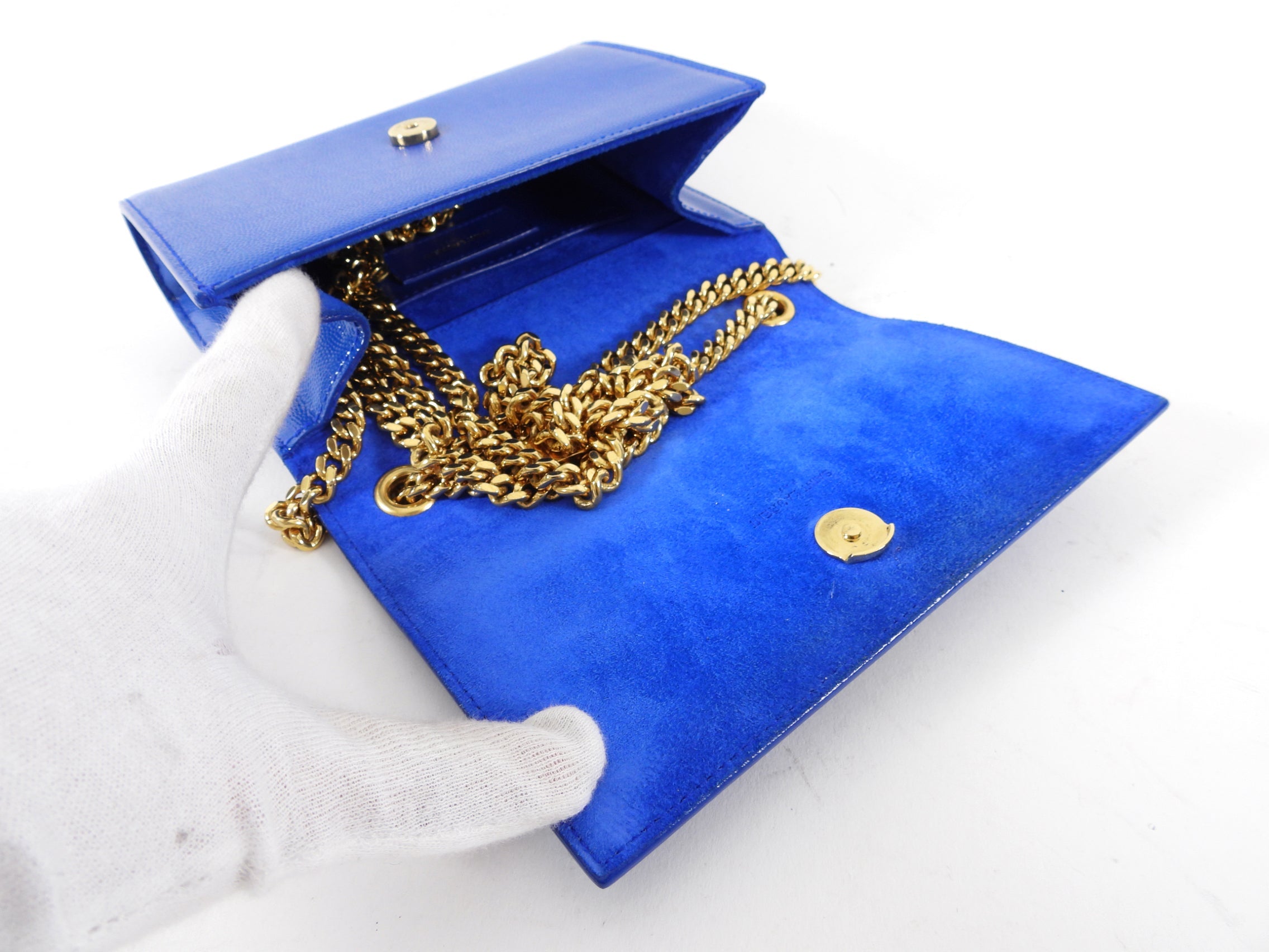 Saint Laurent Blue and Gold Mini Kate Crossbody Bag