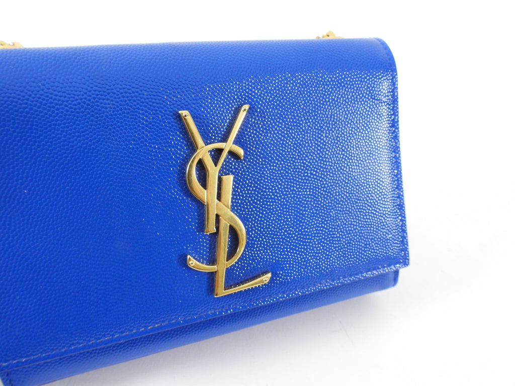 Saint Laurent Blue and Gold Mini Kate Crossbody Bag