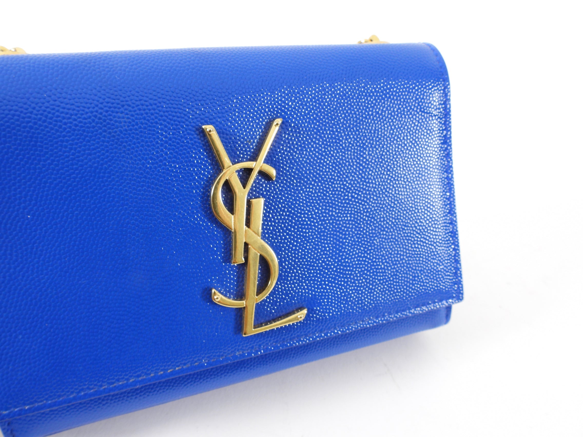 Saint Laurent Blue and Gold Mini Kate Crossbody Bag