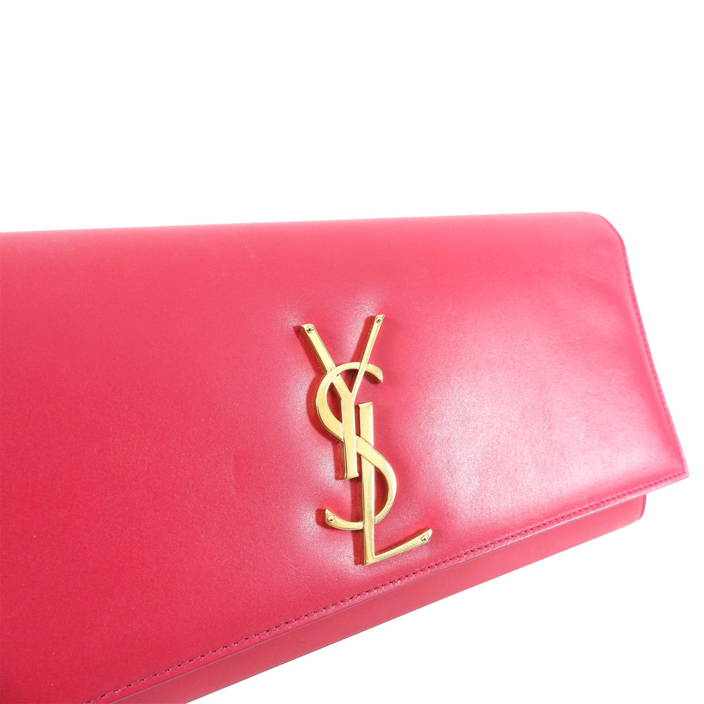 Saint Laurent Fuchsia Pink Calfskin Cassandre Clutch Bag