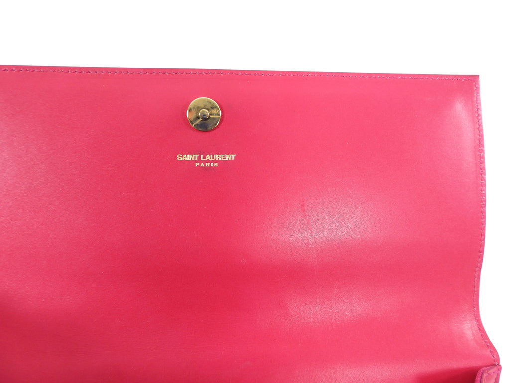 Saint Laurent Fuchsia Pink Calfskin Cassandre Clutch Bag