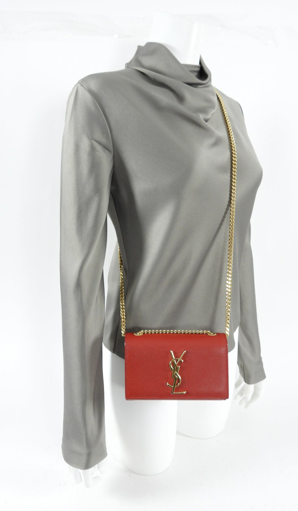Saint Laurent Red Mini Kate Chain Strap Bag