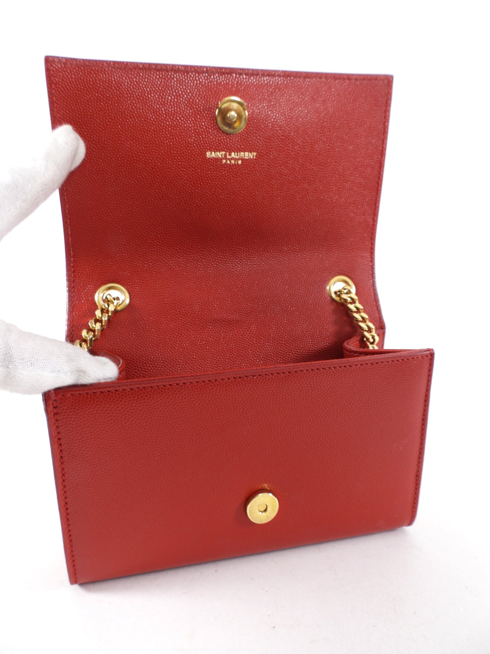 Saint Laurent Red Mini Kate Chain Strap Bag