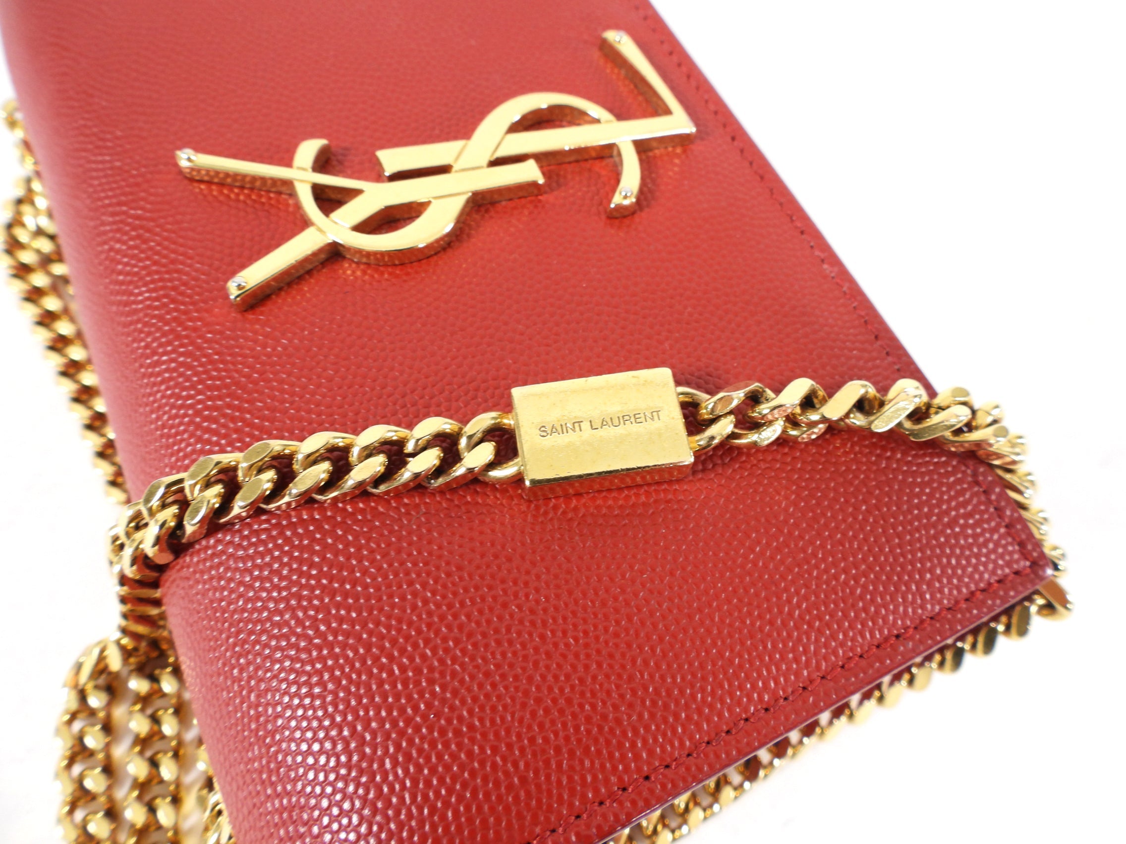 Saint Laurent Red Mini Kate Chain Strap Bag