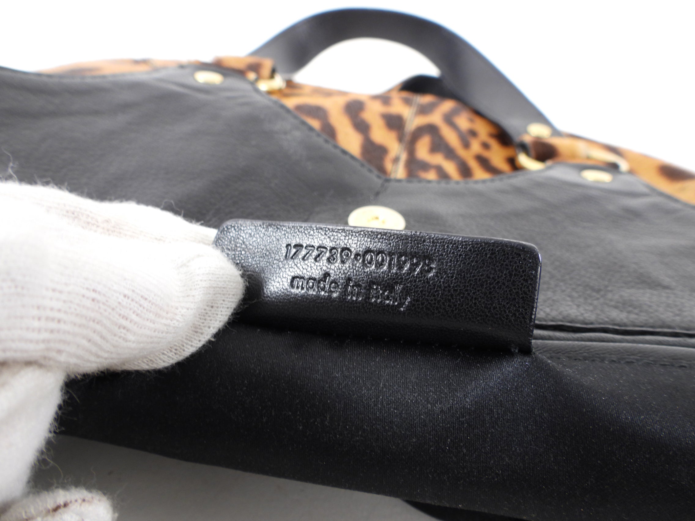Saint Laurent Calf Leopard Small Tote Bag