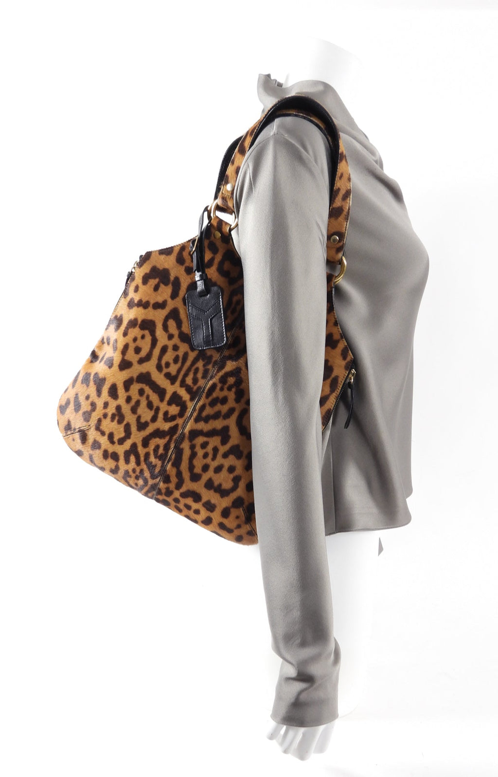 Saint Laurent Calf Leopard Small Tote Bag