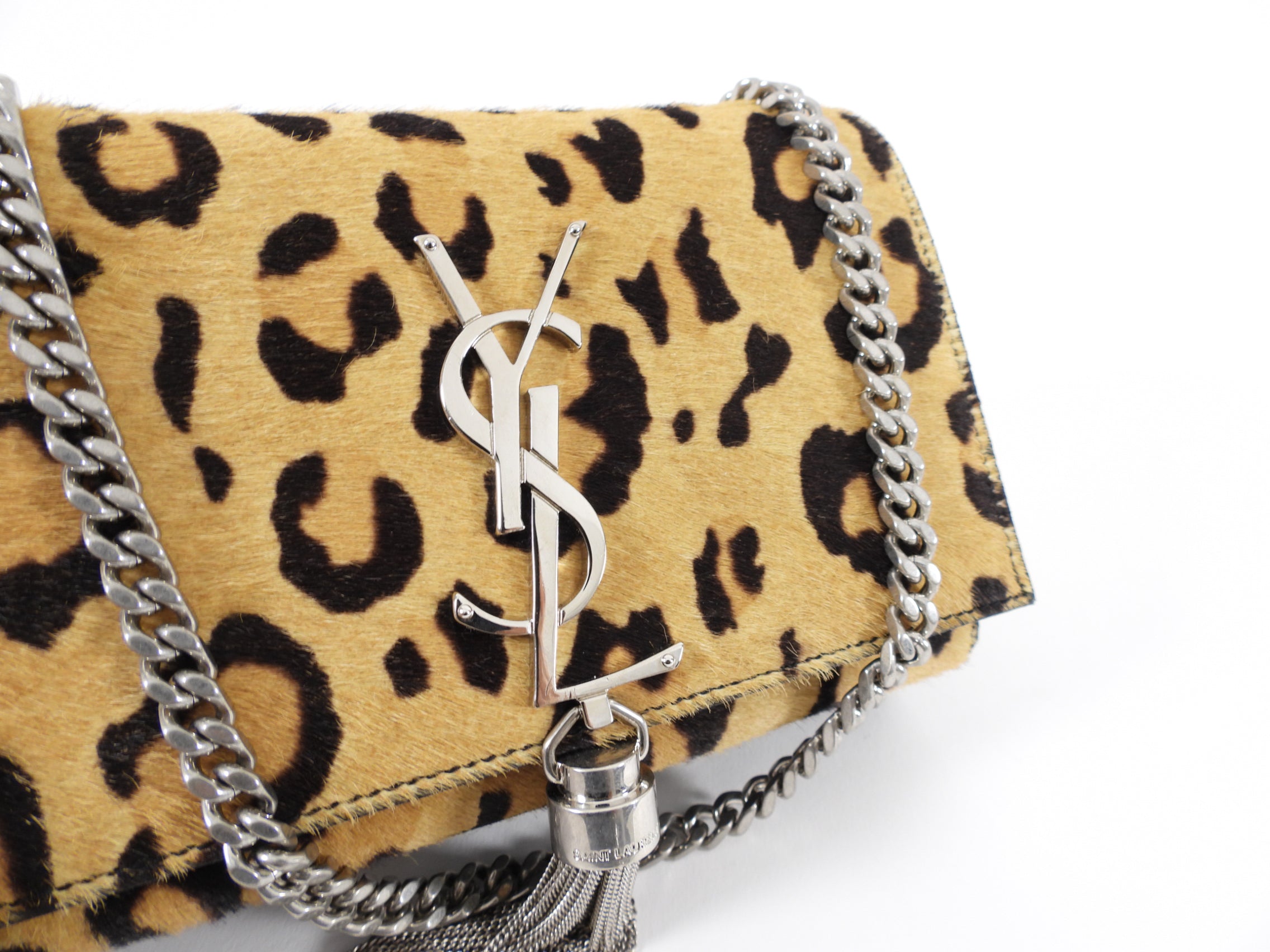 Saint Laurent Mini Calf Leopard Kate Tassel Crossbody Bag