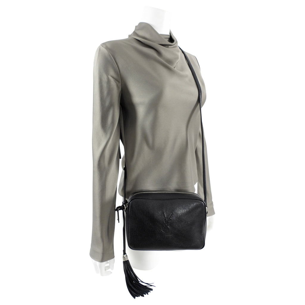 Saint Laurent Black Lambskin Lou Camera Crossbody Bag