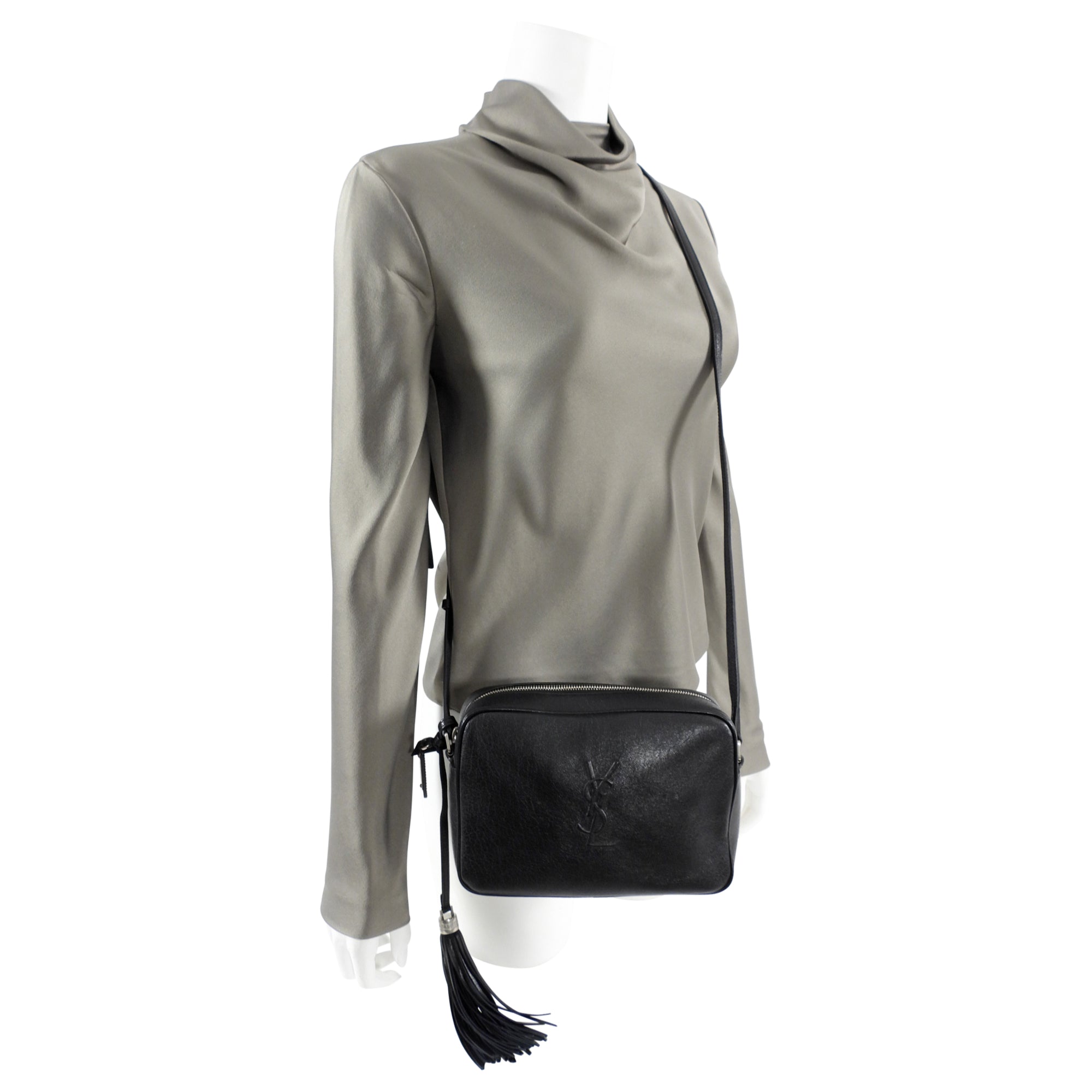 Saint Laurent Black Lambskin Lou Camera Crossbody Bag