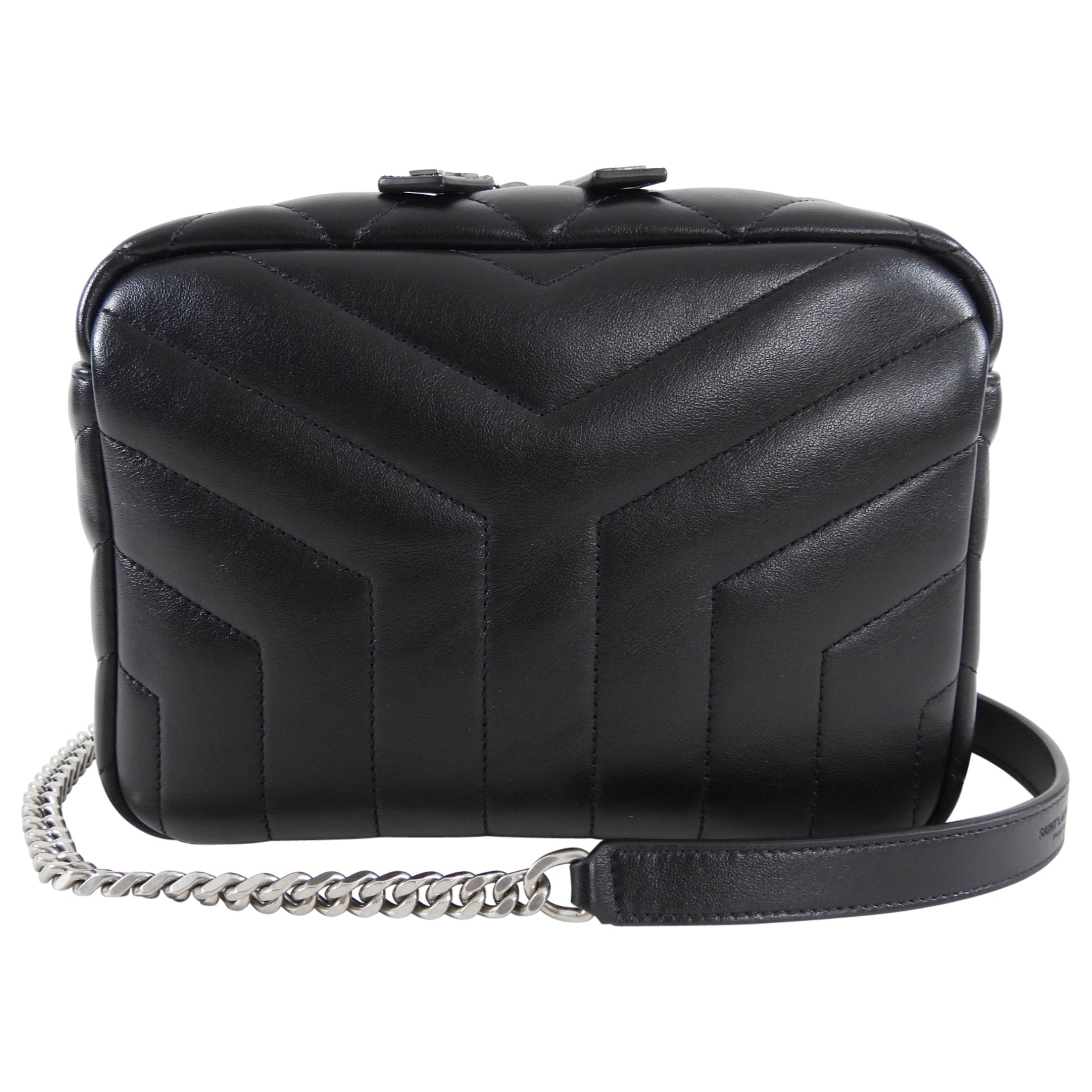 Saint Laurent Black Matelasse Small Lou Lou Bowling Bag