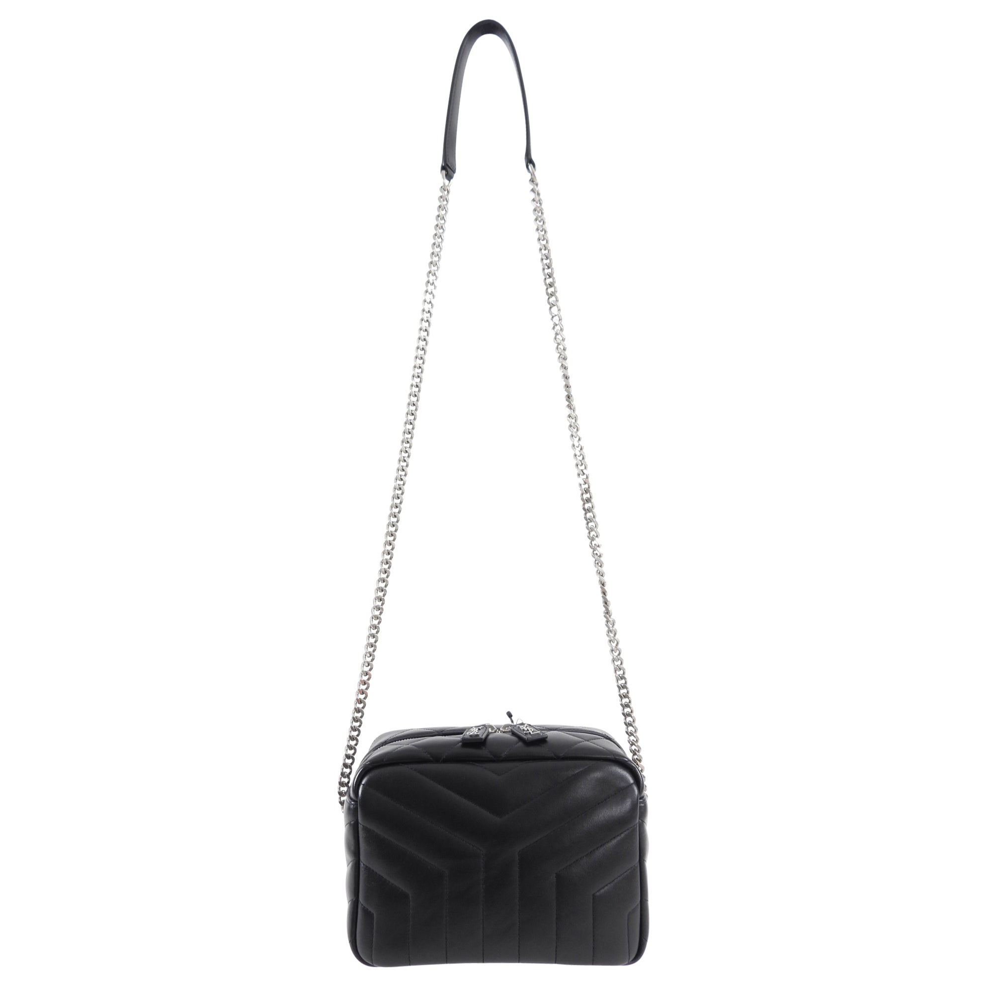 Saint Laurent Black Matelasse Small Lou Lou Bowling Bag