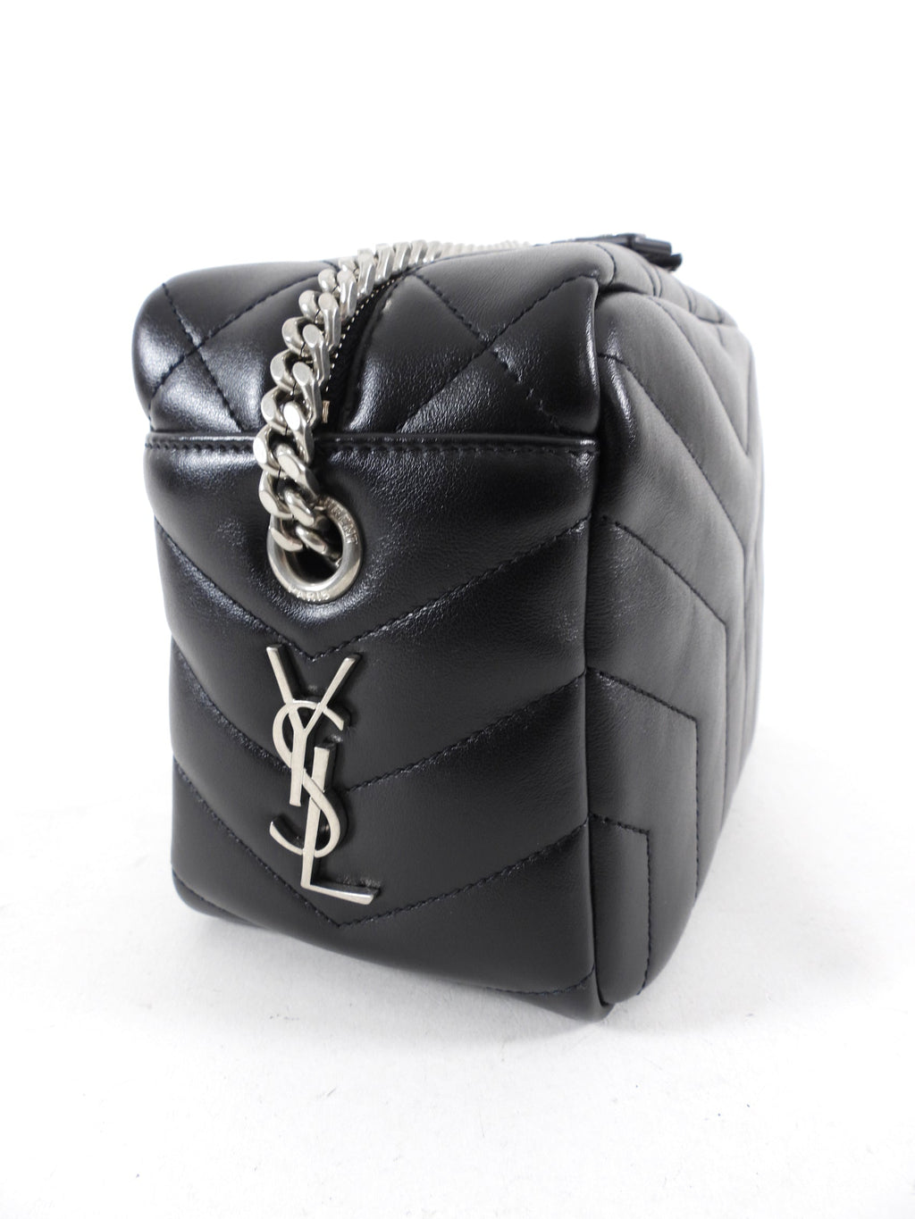 Saint Laurent Black Matelasse Small Lou Lou Bowling Bag