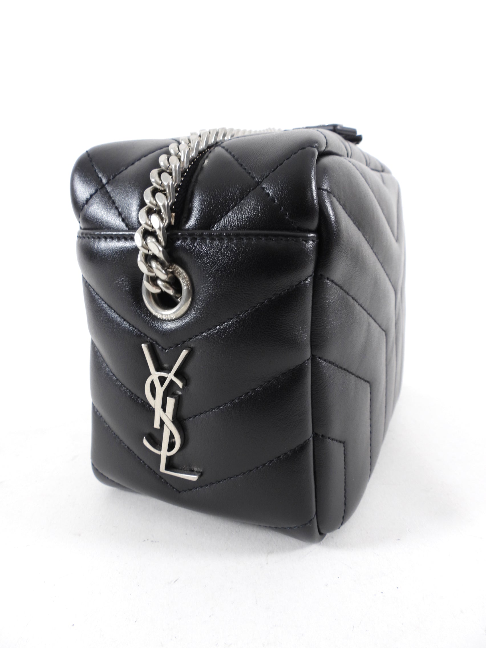 Saint Laurent Black Matelasse Small Lou Lou Bowling Bag