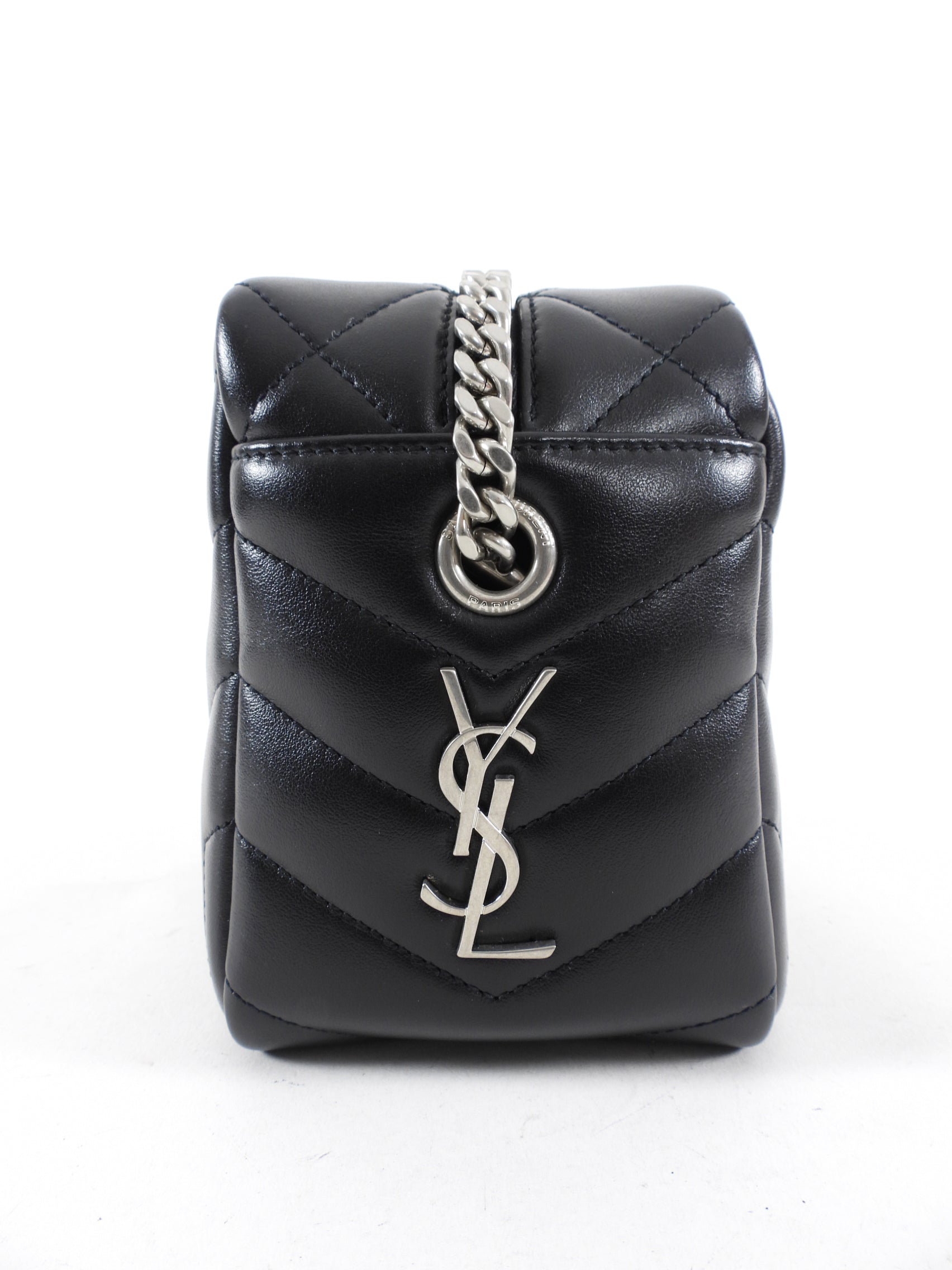 Saint Laurent Black Matelasse Small Lou Lou Bowling Bag