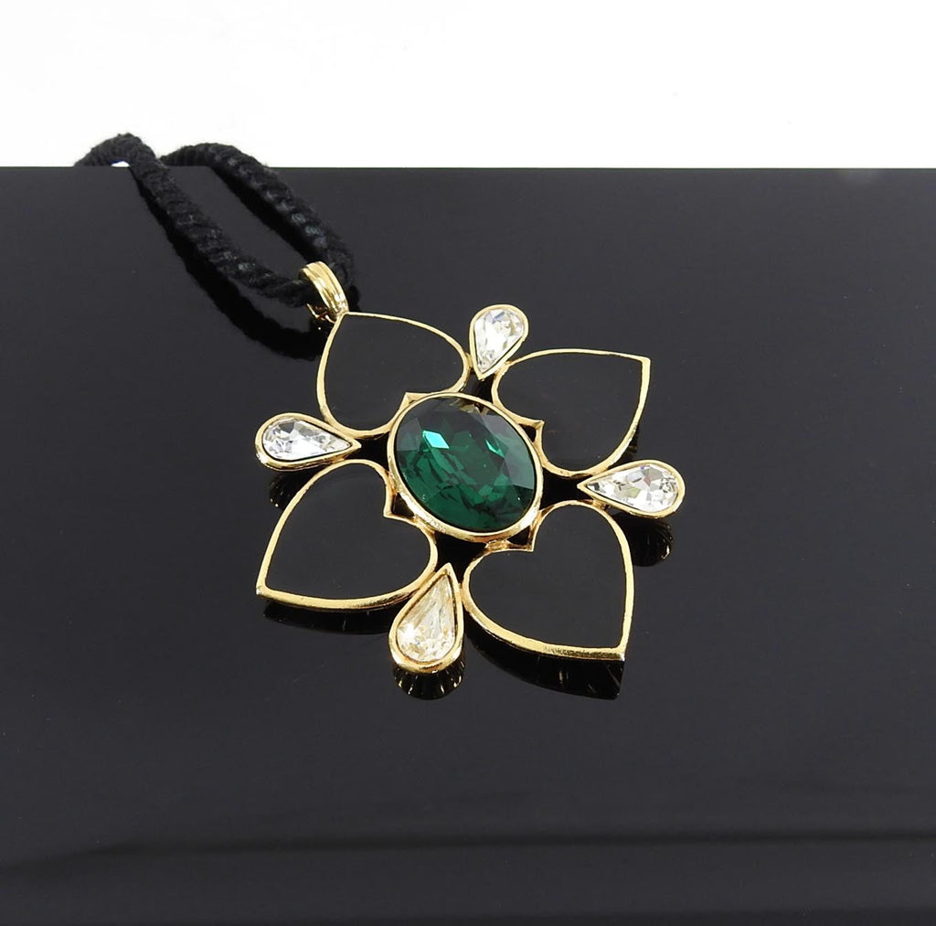 YSL Yves Saint Laurent Vintage 1980's Enamel Heart Pendant Rope Necklace