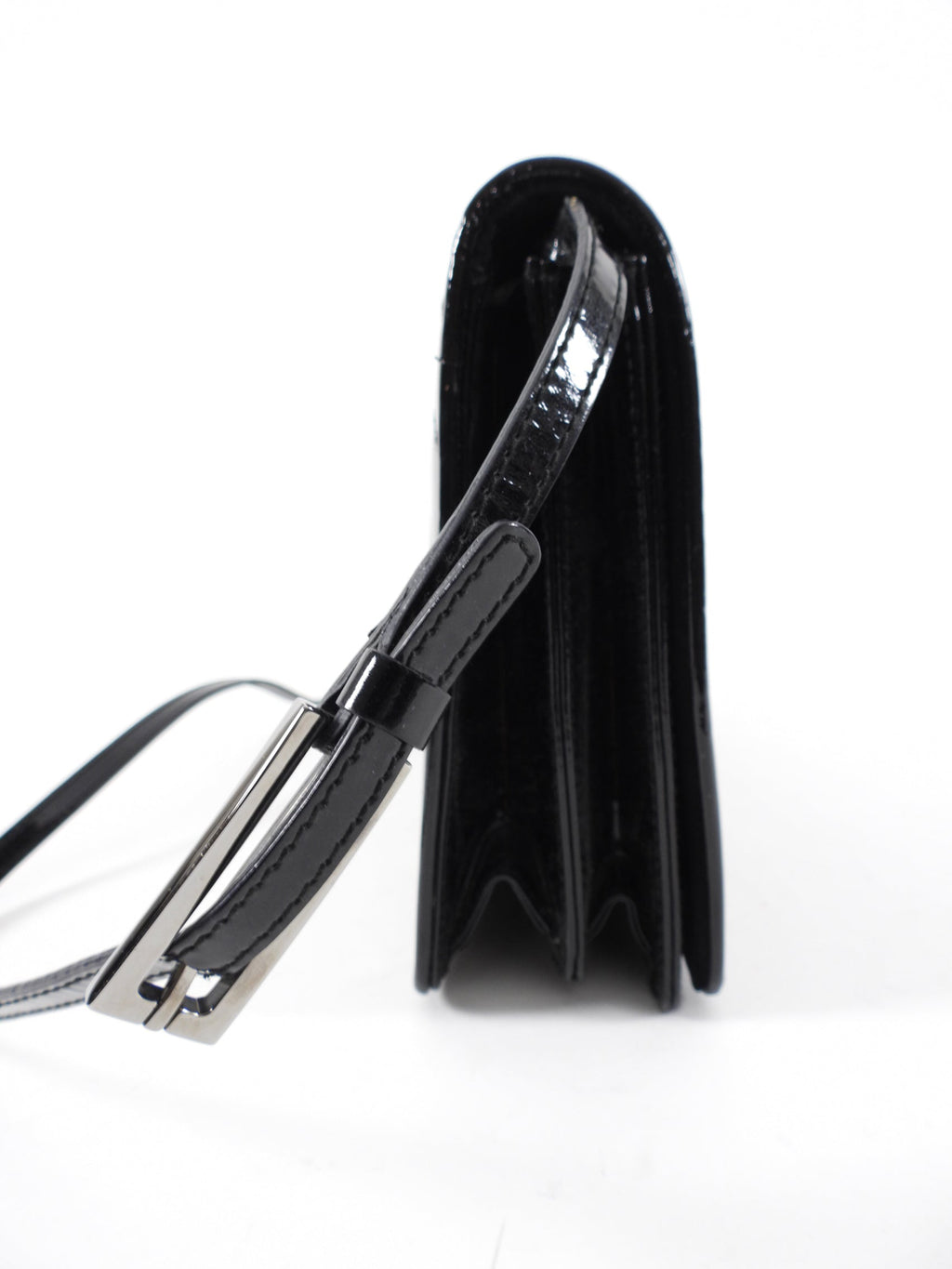 Yves Saint Laurent Rive Gauche Black Patent Y Ligne Shoulder Bag