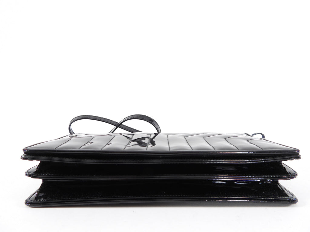 Yves Saint Laurent Rive Gauche Black Patent Y Ligne Shoulder Bag