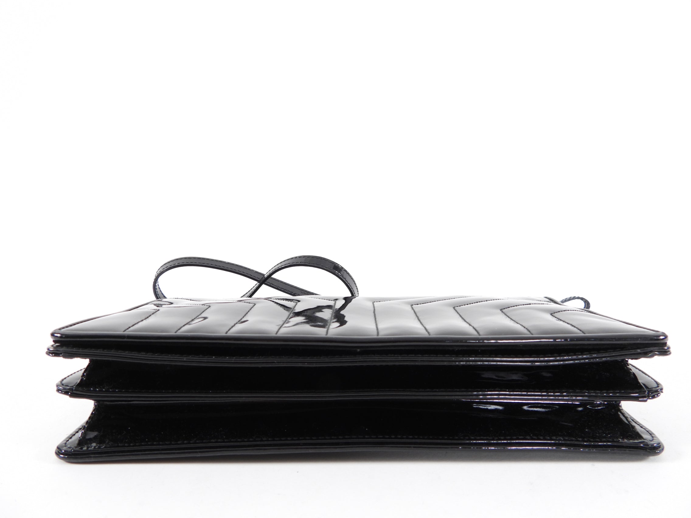 Yves Saint Laurent Rive Gauche Black Patent Y Ligne Shoulder Bag